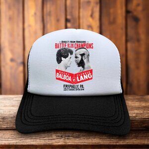 Rocky Balboa Clubber Lang Mens Trucker Hat Black Snapback 1982 Philadelphia Cap